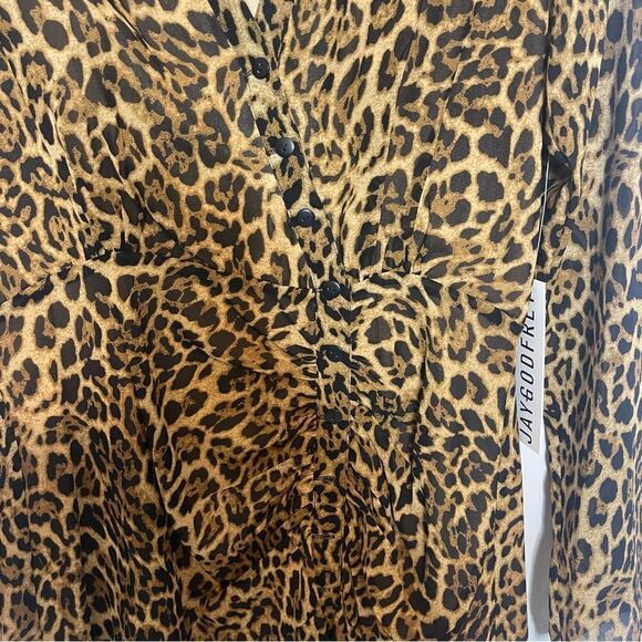 Jay Godfrey The Kirk Lepard Print Mini Dress $250 NWT Long Sleeve Size 4 - Picture 7 of 9